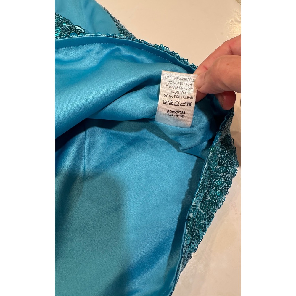 Fashion Nova Like To Party Sequin Mini Skirt Turquoise Blue Sparkly Size M NEW - Picture 5 of 12